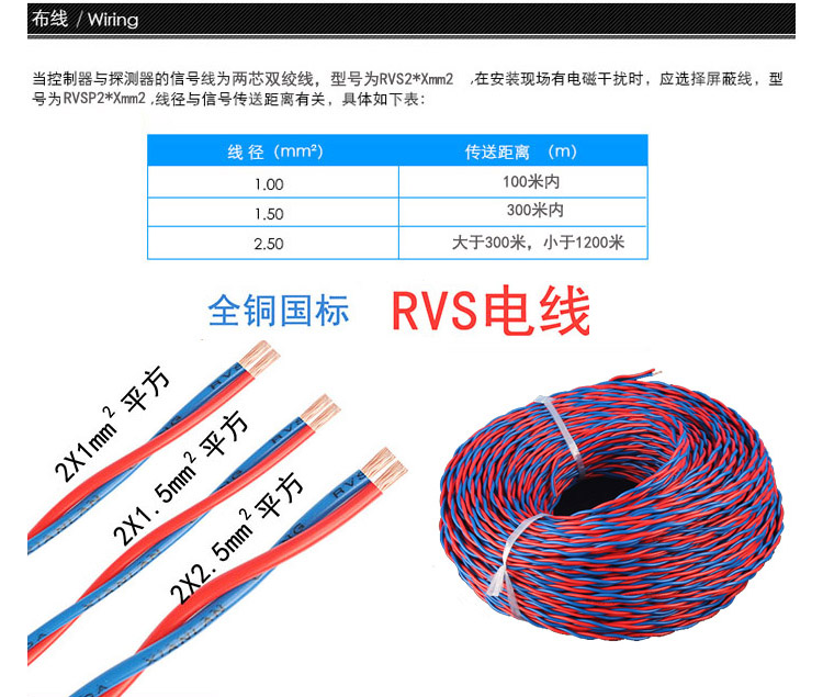 油漆氣體報警器采用兩芯線